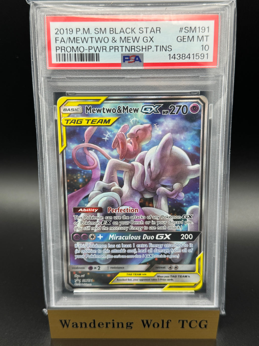 PSA 10 Mewtwo & Mew GX SM191 Holo 2019 Pokémon English Black Star Promos Sun & Moon Promo Power Partnership Tin / ミュウツー&ミュウGX 英語版 ブラックスタープロモ