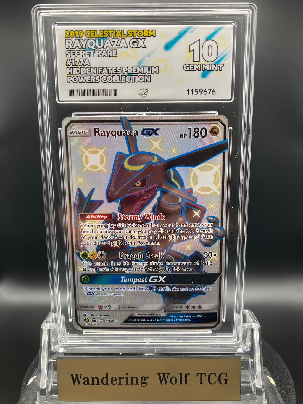 ACE 10 Rayquaza GX Full Art (177a/168) 2019 Pokémon Hidden Fates Premium Powers Collection Holo Promo / レックウザGX フルアート ホロ プレミアムパワーコレクション プロモ 2019年 英語版