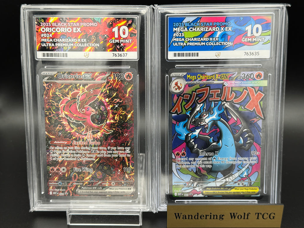 ACE 10 Mega Charizard X ex 023 Oricorio ex 024 Black Star Promo 2025 Pokemon Mega Charizard X ex Ultra Premium Collection /英語 メガリザードンXex プロモ MA仕様 #023 オドリドリex プロモ SAR仕様  #024 ウルトラプレミアムコレクション プロモ ポケモンカード
