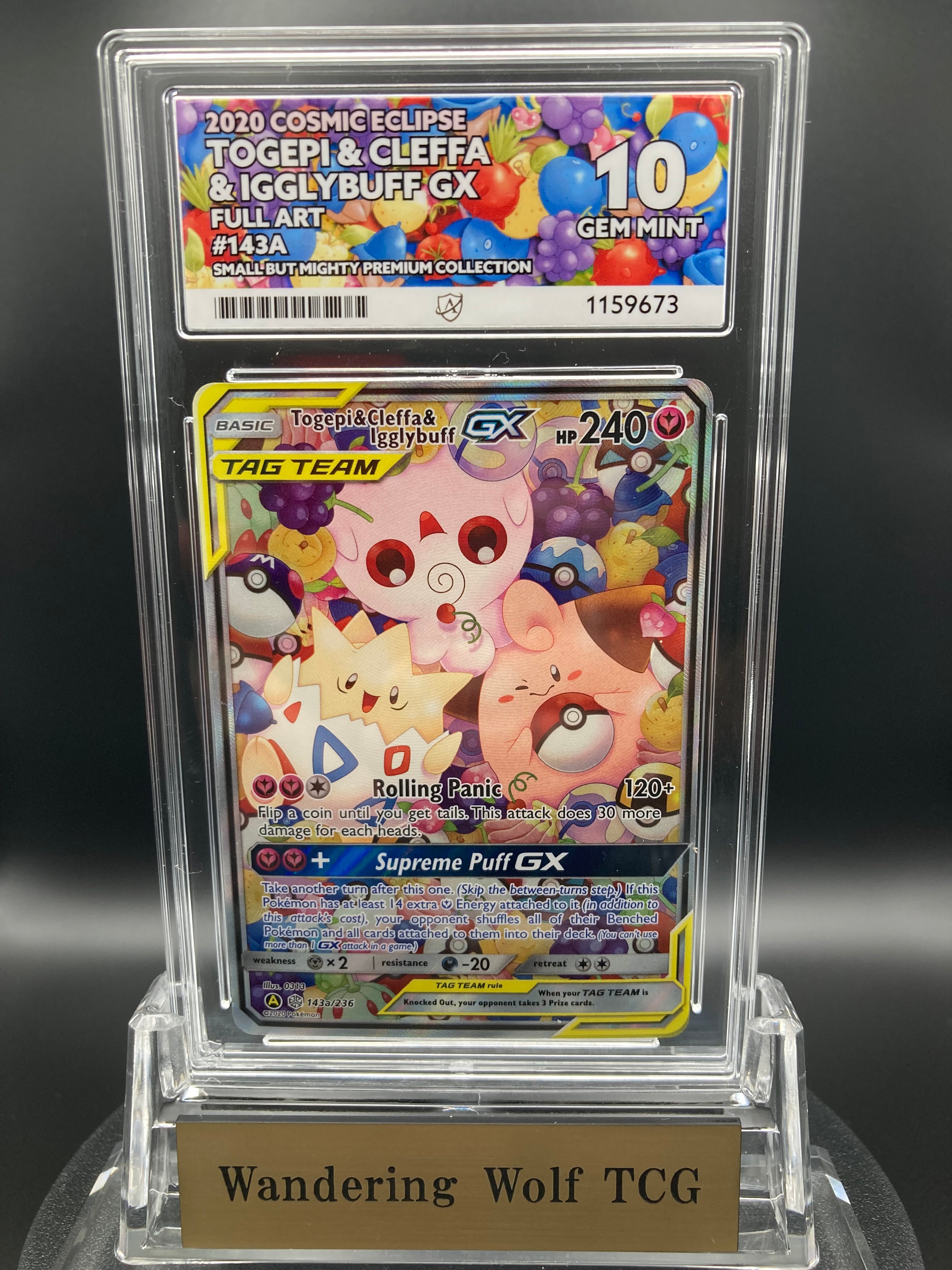 ACE 10 Togepi & Cleffa & Igglybuff GX (143a/236) 2020 Pokémon Sun & Moon Cosmic Eclipse Full Art Promo / トゲピー＆ピィ＆ププリンGX フルアート 2020年 サン＆ムーン コズミックエクリプス 英語版