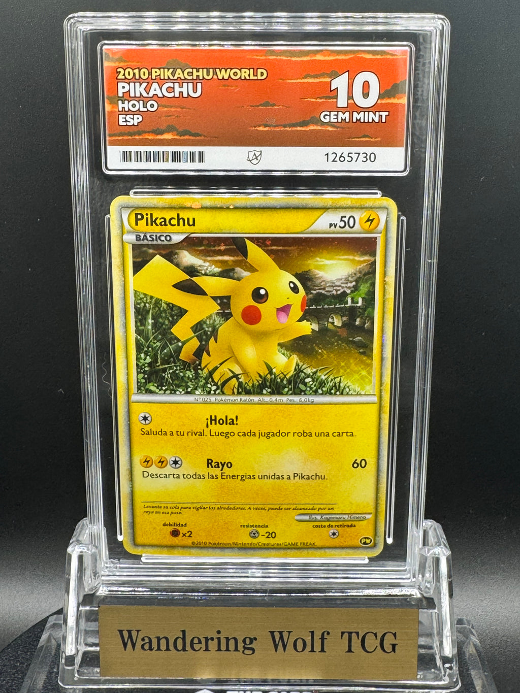 ACE 10 2010 Pokemon Spanish Pikachu Promo Holo Pikachu World Collection / 2010 ポケモン スペイン語 ピカチュウ プロモ ホロ ピカチュウワールド