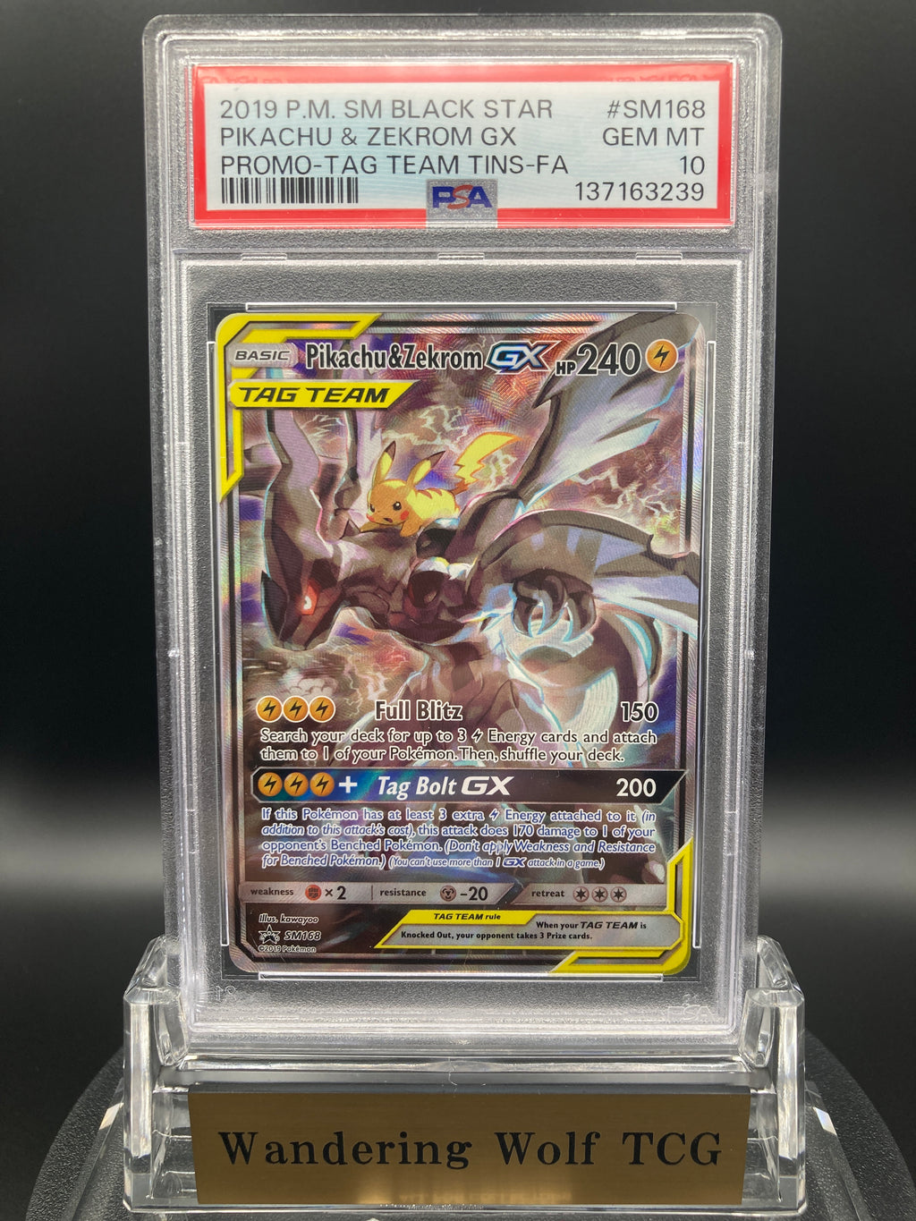 PSA 10 Pikachu & Zekrom GX SM168 Holo 2019 Pokémon English Black Star Promos Sun & Moon Promo Power Partnership Tin / ピカチュウ&ゼクロムGX 英語版 ブラックスタープロモ
